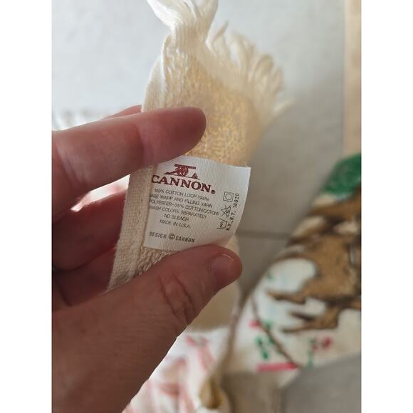 Lot of 3 Vtg MCM Cannon Christmas Duck Deer 100% Cotton USA Fringe Hand Towels - Picture 6 of 6